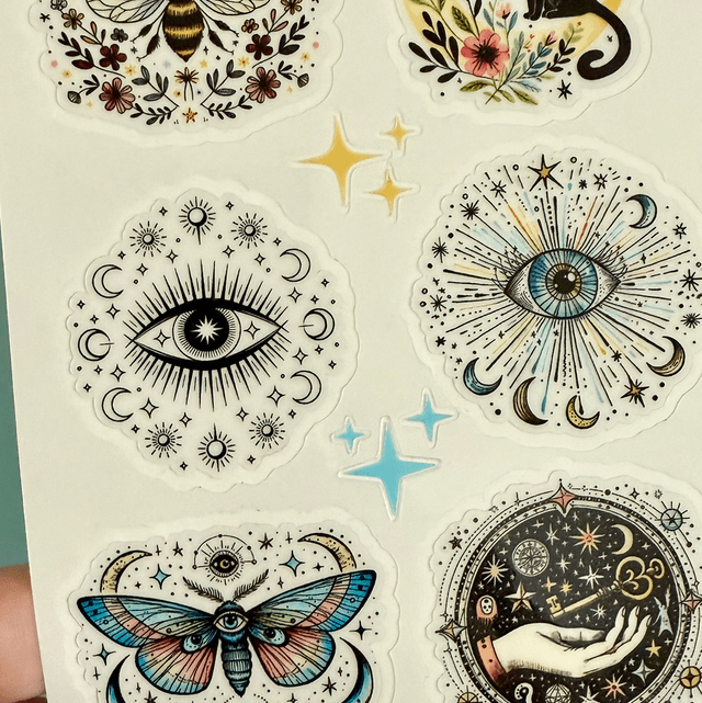 Planche Stickers mystiques transparents 