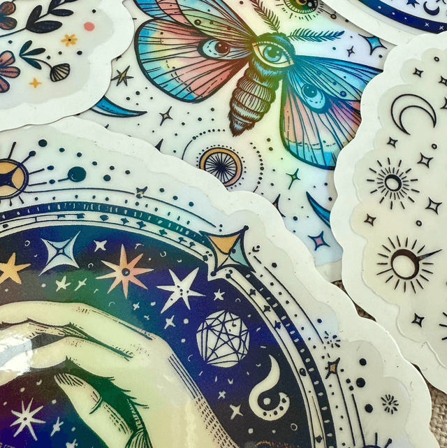 6 Stickers mystiques holographiques 