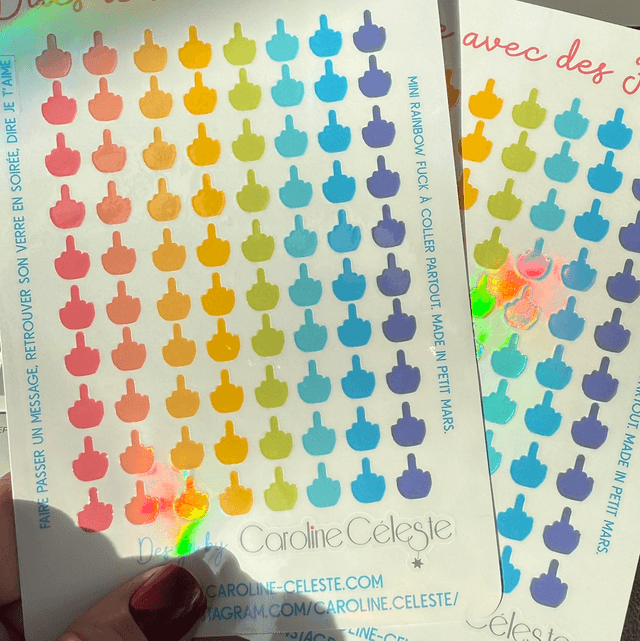 Stickers mini Fuck holographiques 